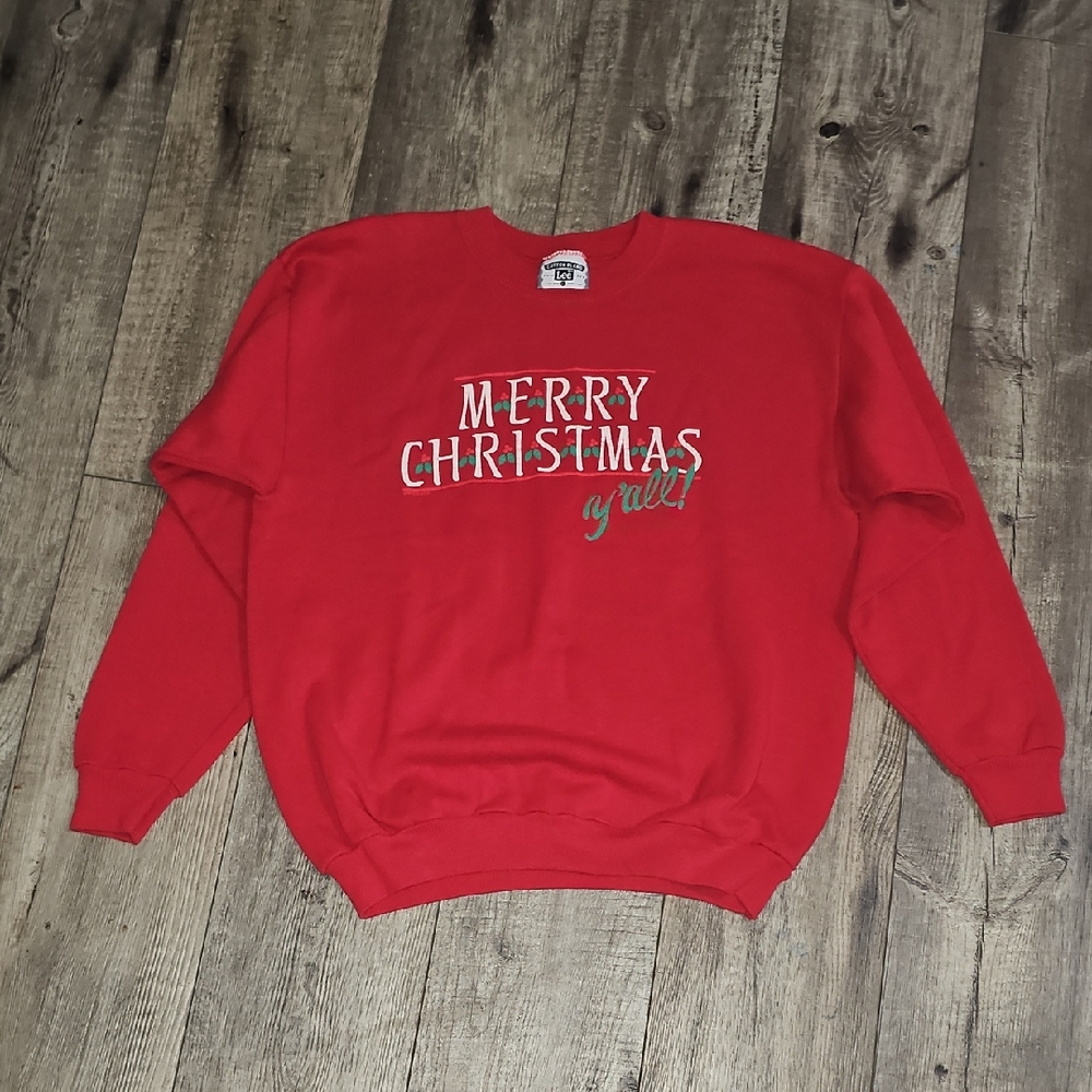 Lee Red Vintage Merry Christmas Crewneck Sweater
